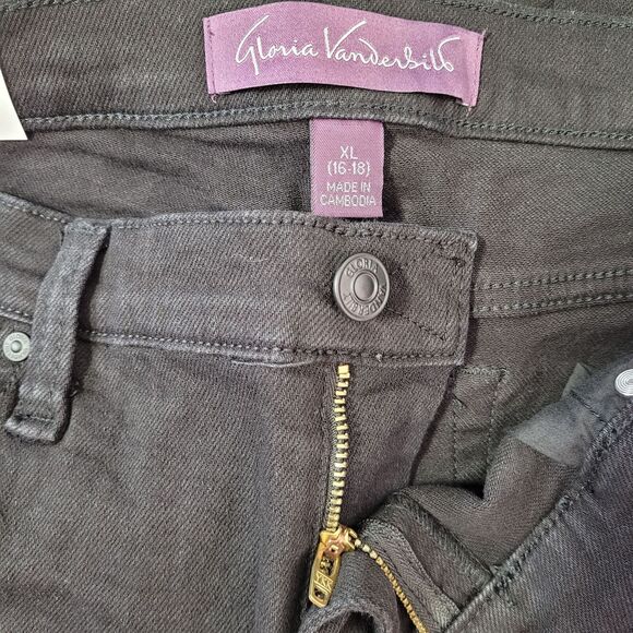 Gloria Vanderbilt Women's Perfect High Rise Skinny Denim Jean, Black, XL(16-18) - Picture 7 of 12